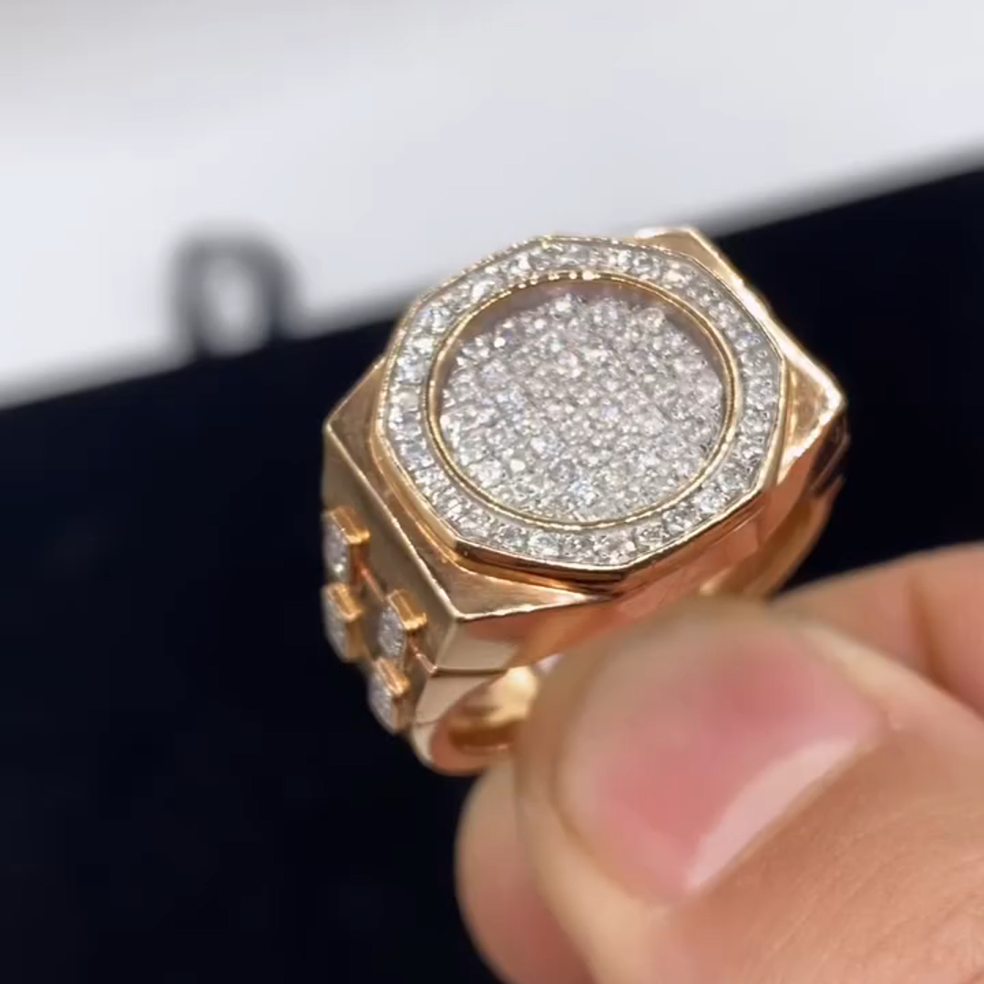 20ct Diamond Inlaid Sterling Silver Plated Rose Gold Handmade Ring