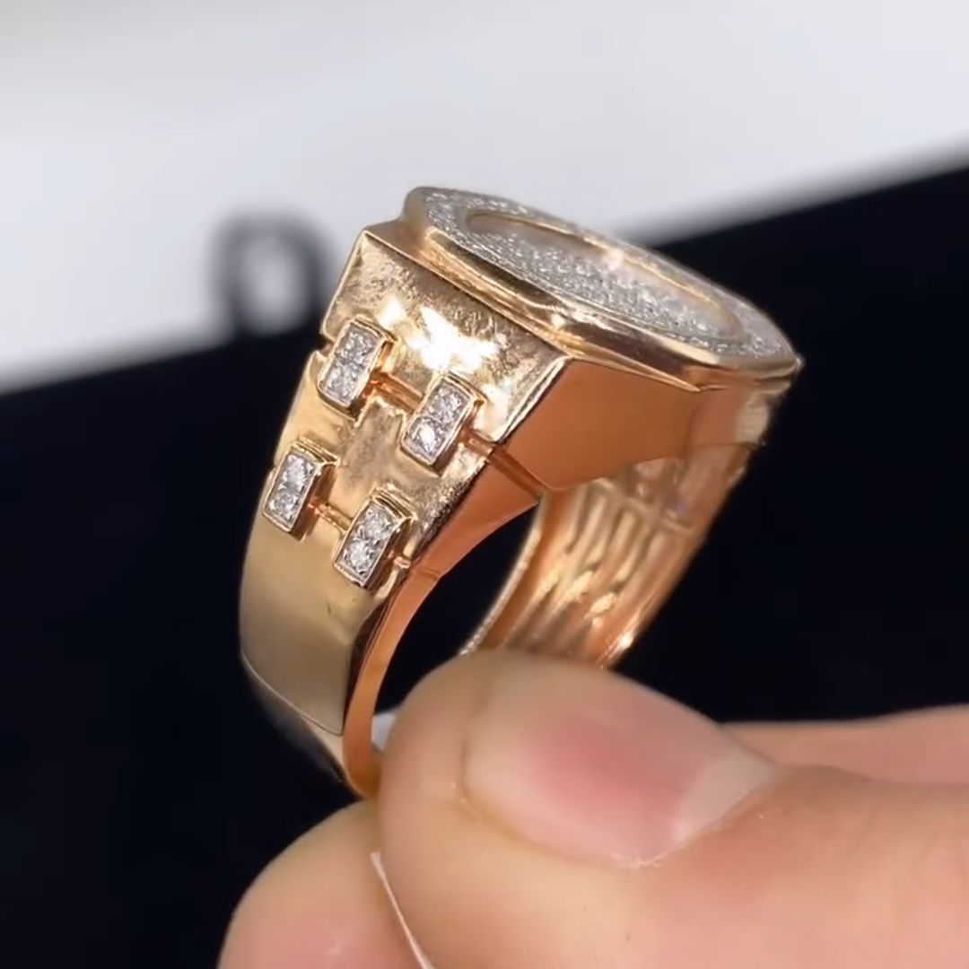 20ct Diamond Inlaid Sterling Silver Plated Rose Gold Handmade Ring