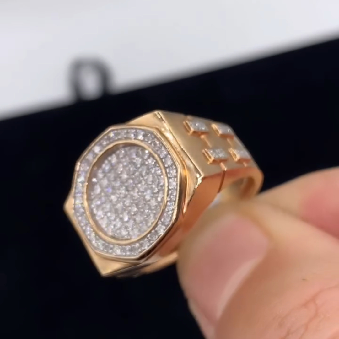 20ct Diamond Inlaid Sterling Silver Plated Rose Gold Handmade Ring