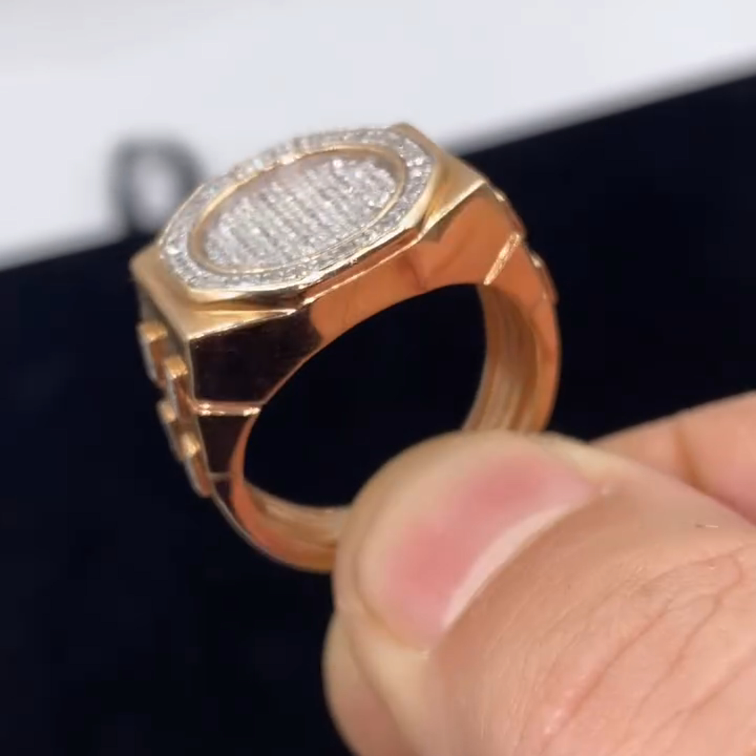 20ct Diamond Inlaid Sterling Silver Plated Rose Gold Handmade Ring