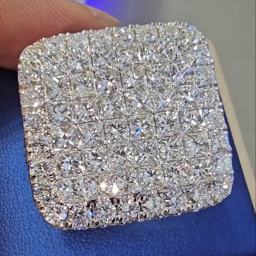 36ctw Cushion Cut Zircon Inlaid Sterling Silver Handmade Ring