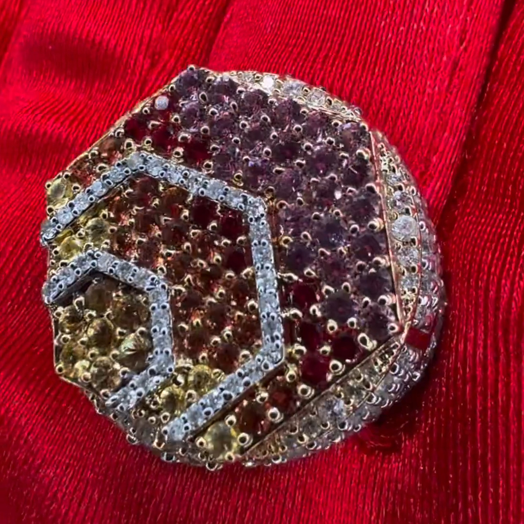 Round Cut Colored Diamond Inlaid Luxury Handmade Sterling Silver Men's Ring