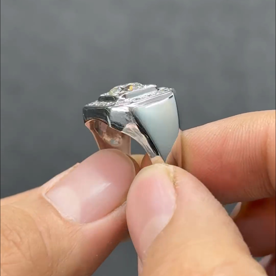 8ct Round Cut Diamond Inlaid Sterling Silver Handmade Men's Ring