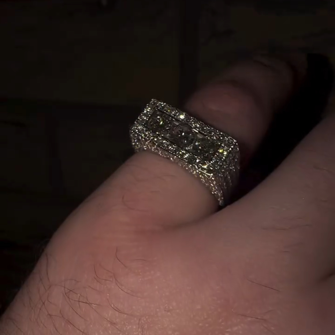 18ct Round Cut Diamond Sterling Silver Handmade Men's Ring