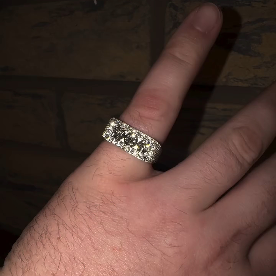 18ct Round Cut Diamond Sterling Silver Handmade Men's Ring