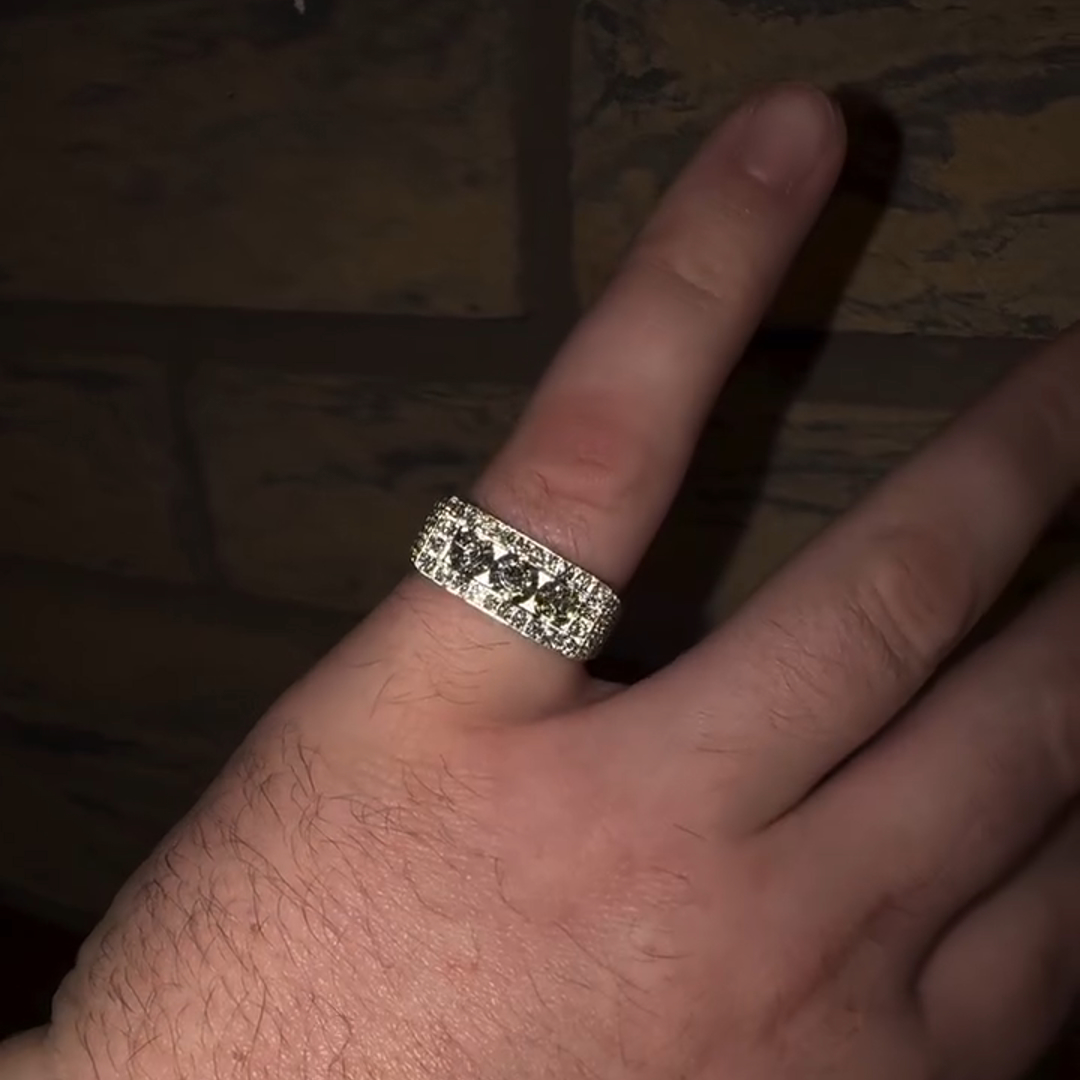 18ct Round Cut Diamond Sterling Silver Handmade Men's Ring