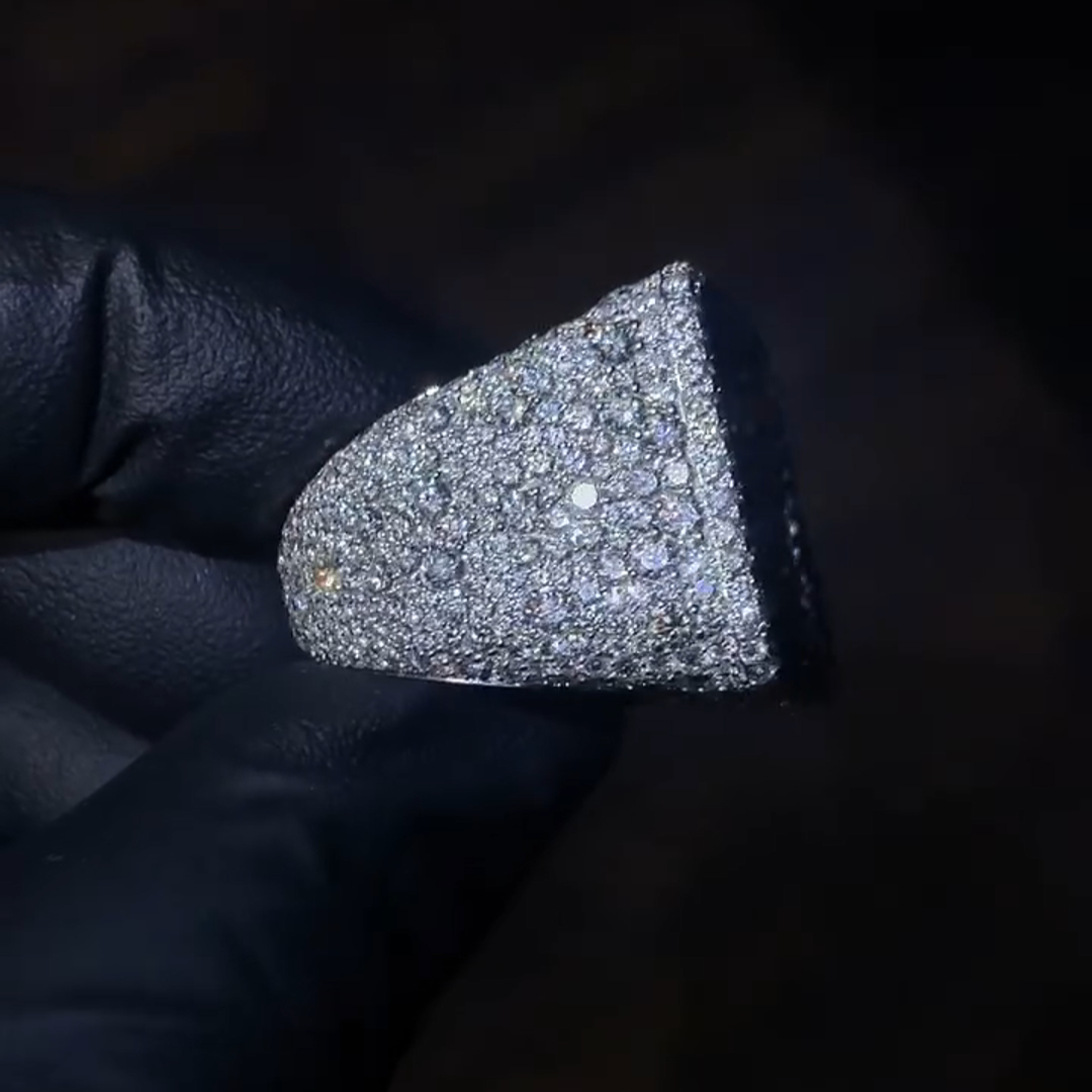 36ct Emerald Cut Diamond Sterling Silver Handmade Men's Ring