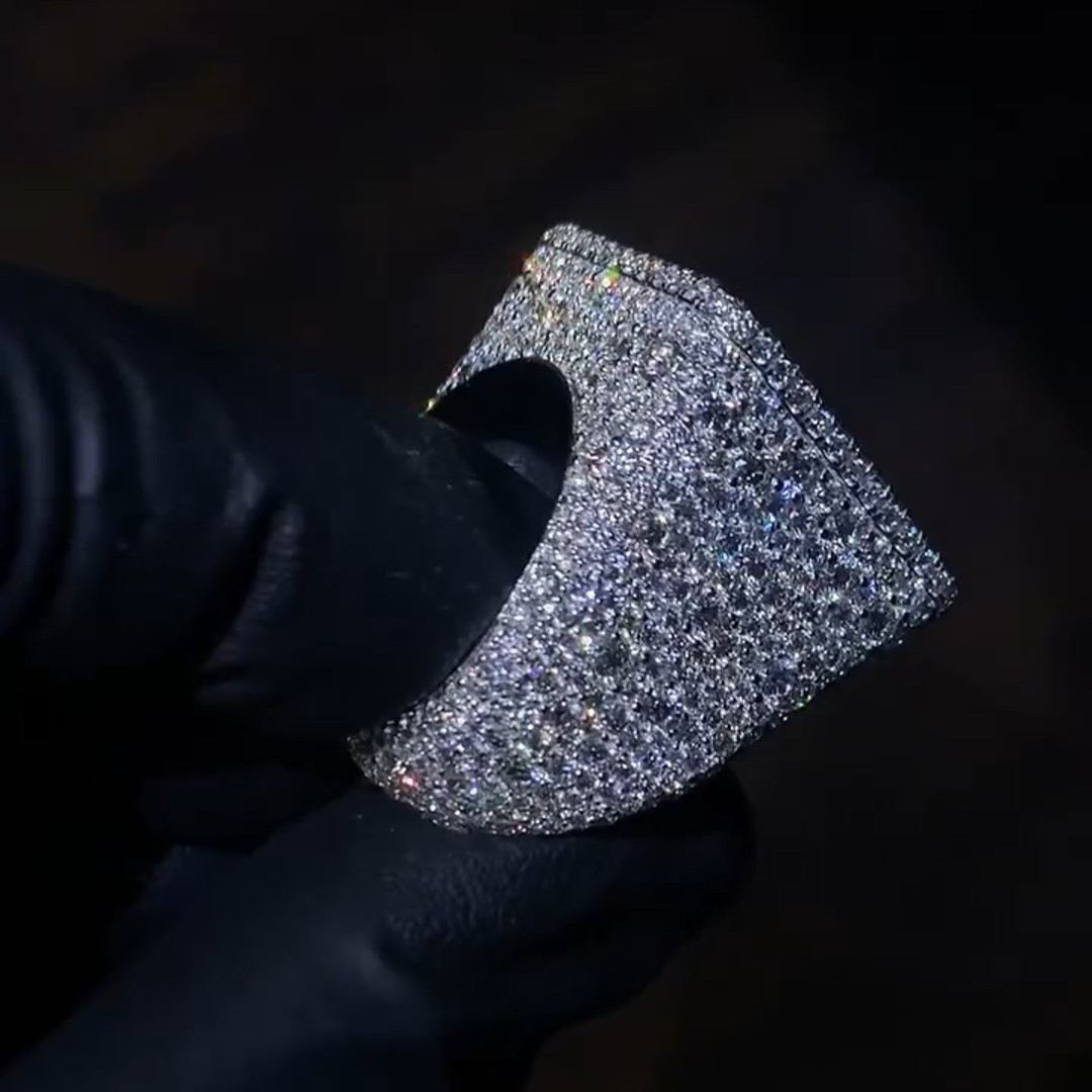 36ct Emerald Cut Diamond Sterling Silver Handmade Men's Ring