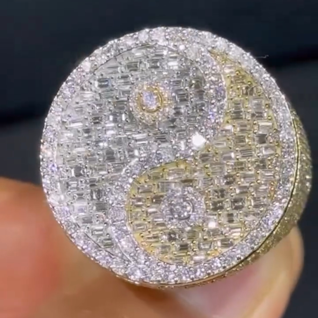 50ctw Cushion Cut White And Yellow Diamond Sterling Silver Handmade Ring