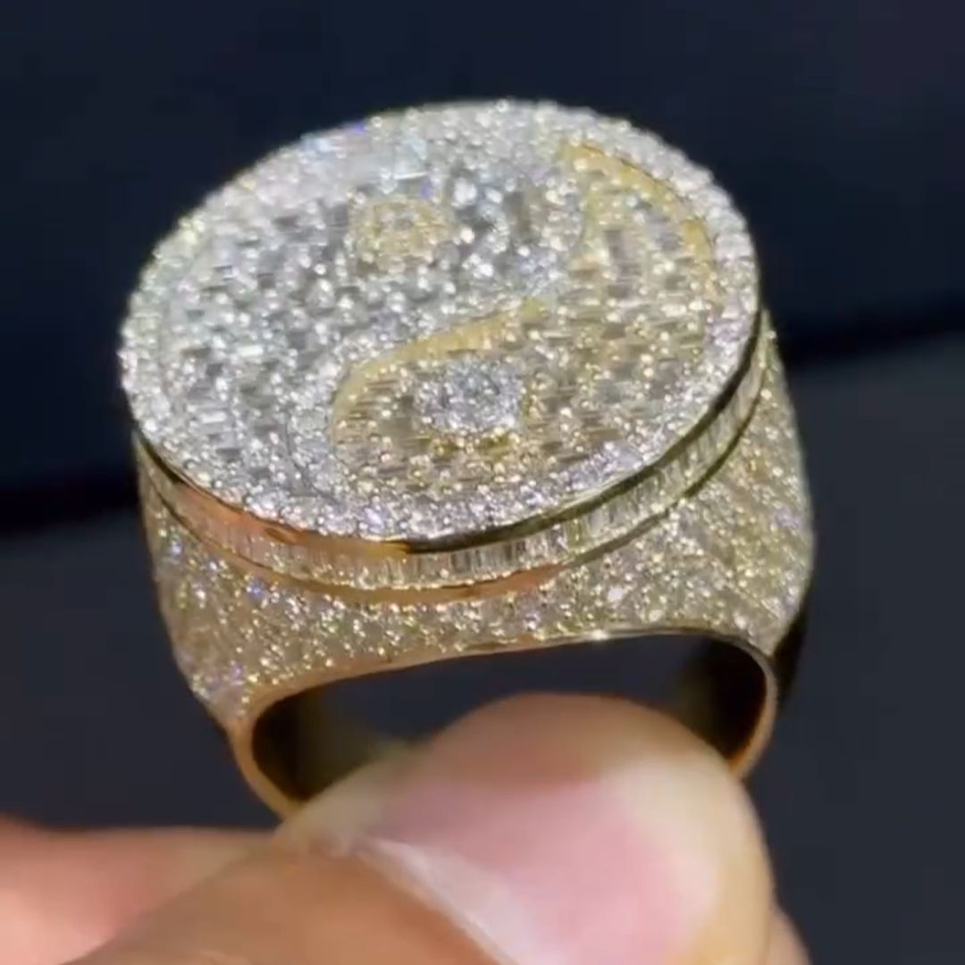 50ctw Cushion Cut White And Yellow Diamond Sterling Silver Handmade Ring