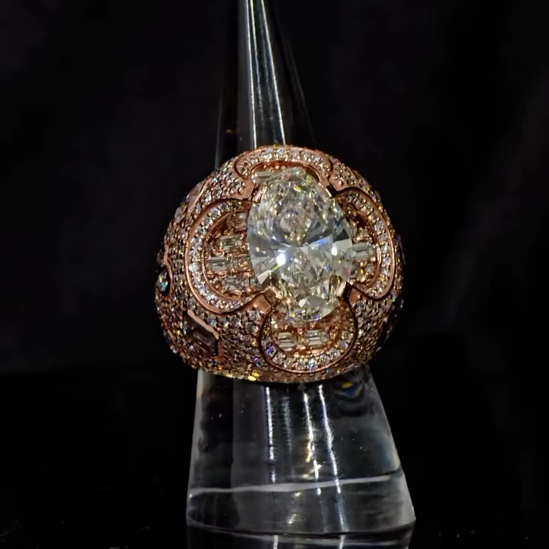 36ct Oval-cut Zircon Sterling Silver And Rose Gold Plated Handmade Ring