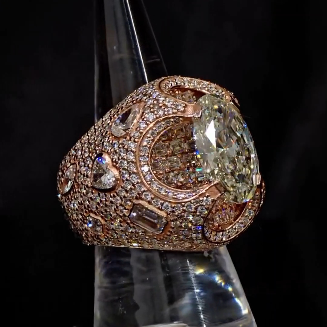 36ct Oval-cut Zircon Sterling Silver And Rose Gold Plated Handmade Ring