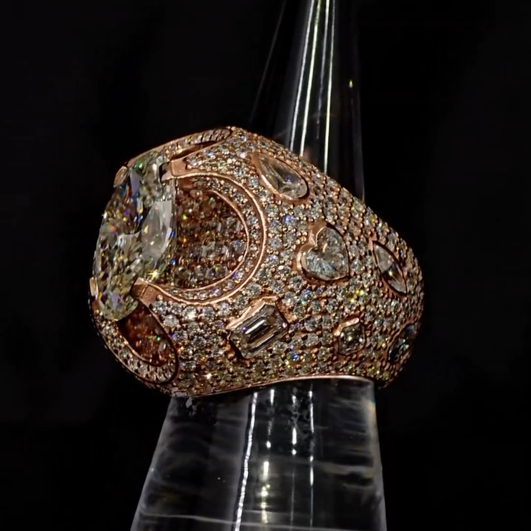 36ct Oval-cut Zircon Sterling Silver And Rose Gold Plated Handmade Ring