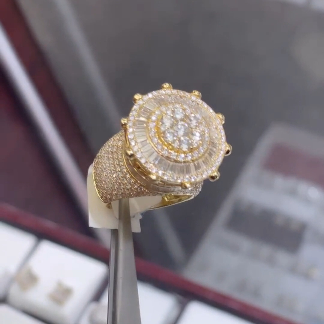 36ct Round-cut Diamond Sterling Silver Plated Yellow Gold Handmade Ring