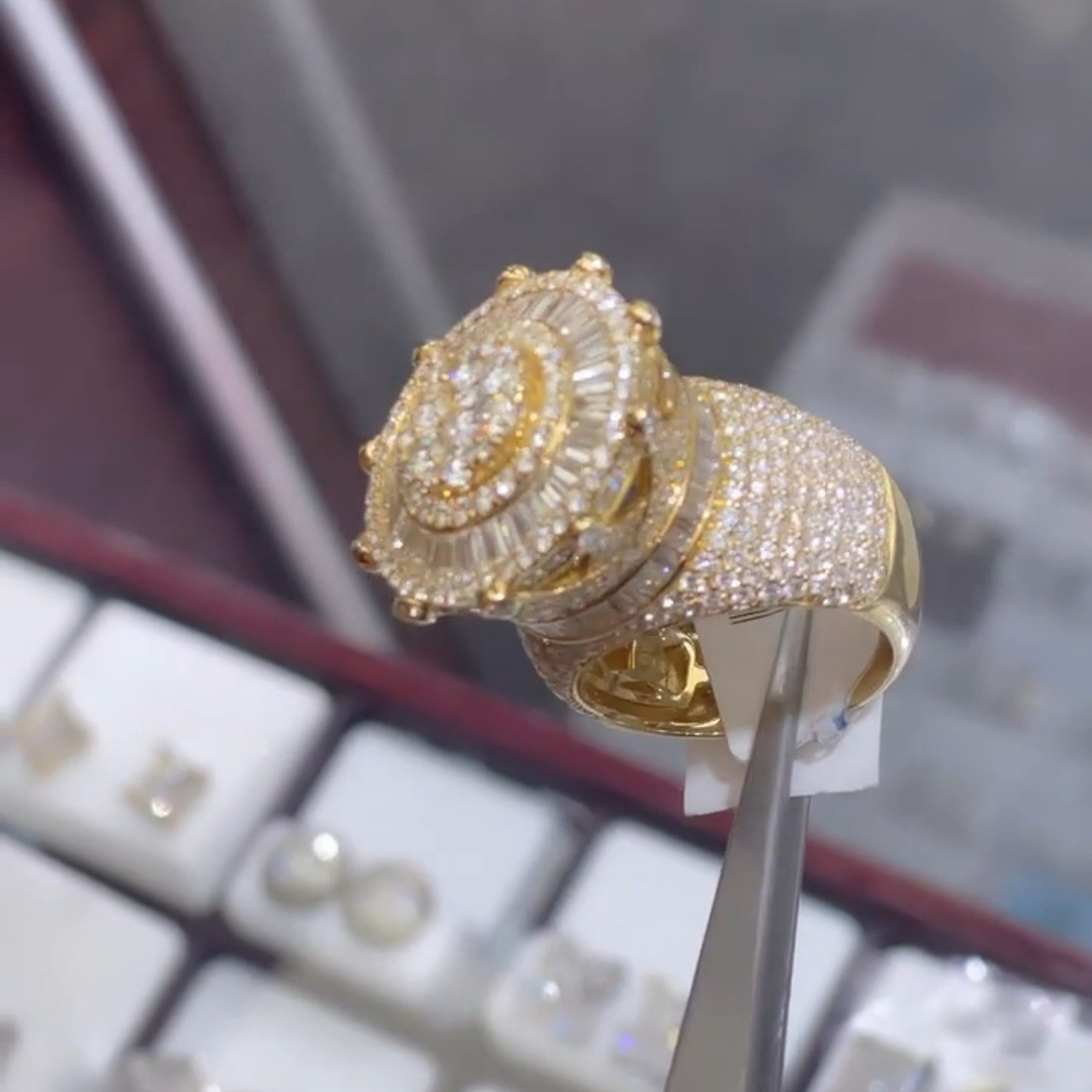 36ct Round-cut Diamond Sterling Silver Plated Yellow Gold Handmade Ring