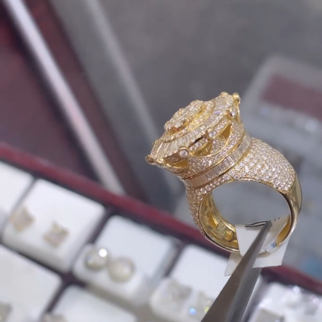 36ct Round-cut Diamond Sterling Silver Plated Yellow Gold Handmade Ring