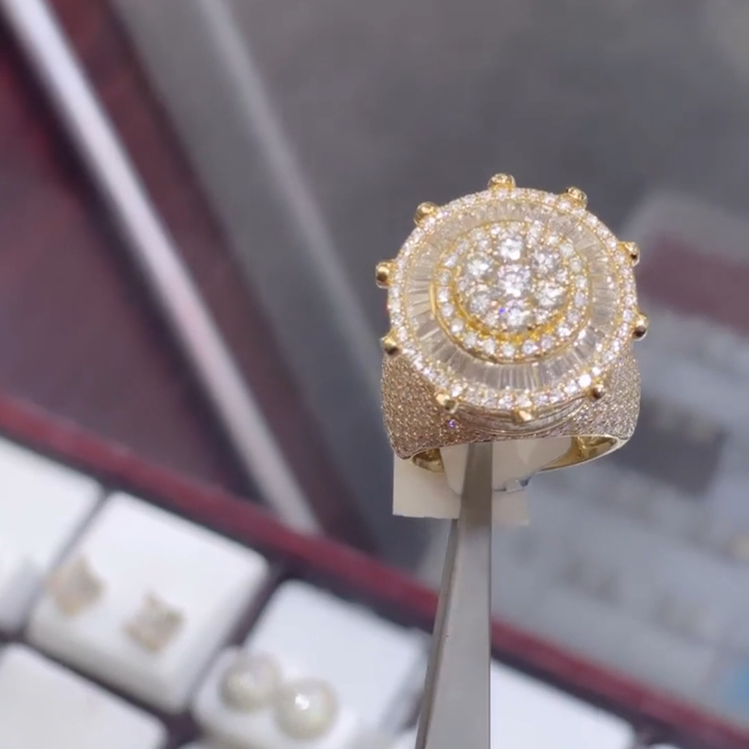 36ct Round-cut Diamond Sterling Silver Plated Yellow Gold Handmade Ring