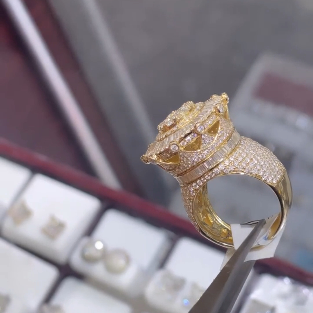 36ct Round-cut Diamond Sterling Silver Plated Yellow Gold Handmade Ring