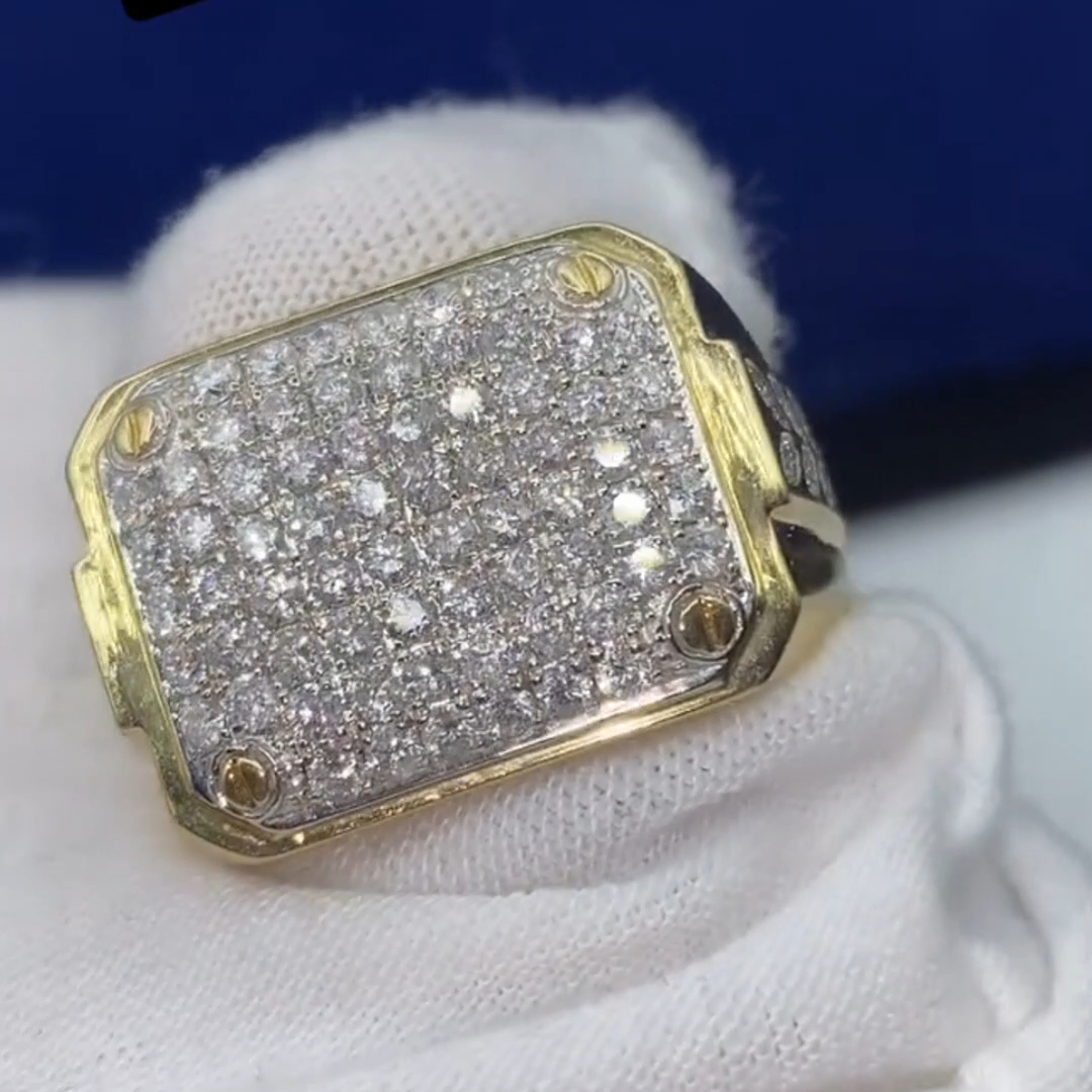 18ct Round-cut Diamond Sterling Silver Plated Yellow Gold Handmade Ring