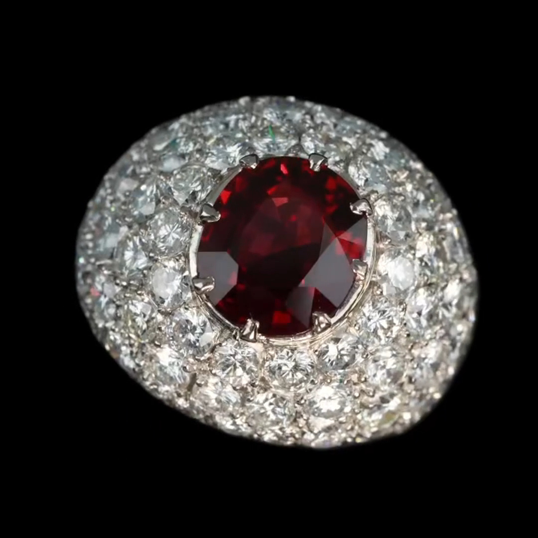 26ct Round Cut Ruby And Diamond Sterling Silver Handmade Ring