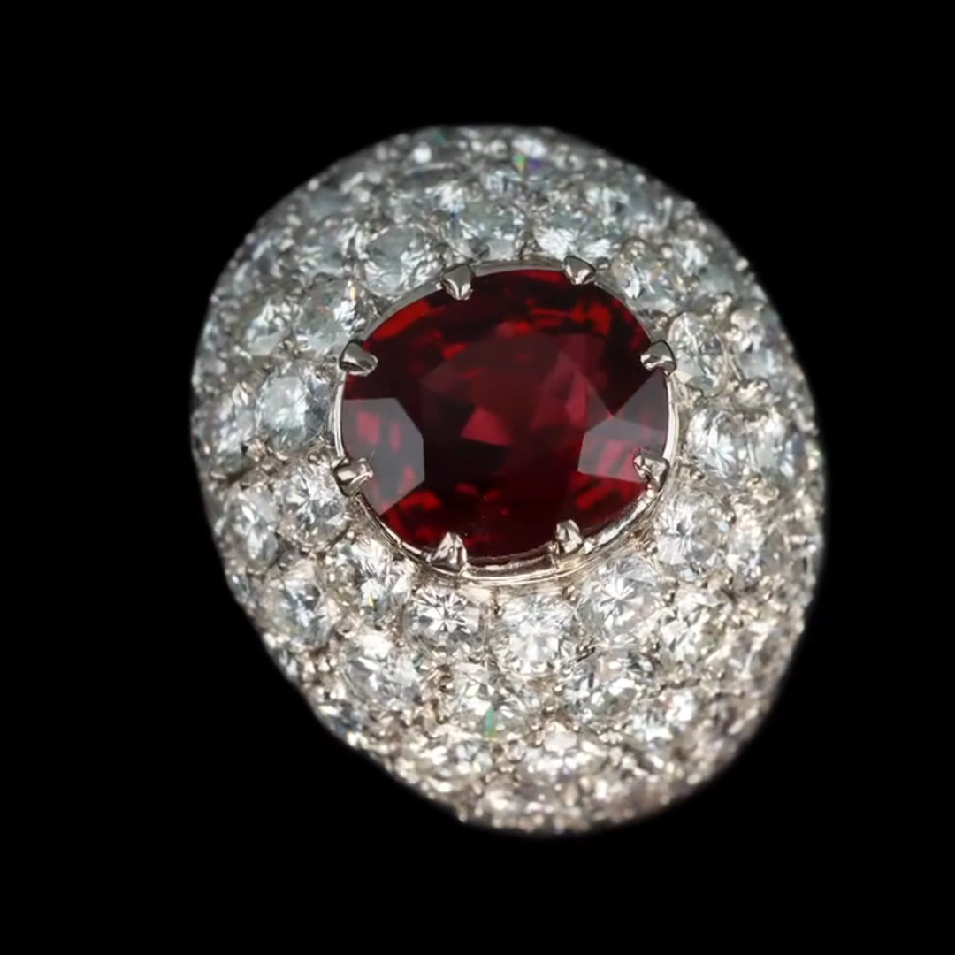 26ct Round Cut Ruby And Diamond Sterling Silver Handmade Ring