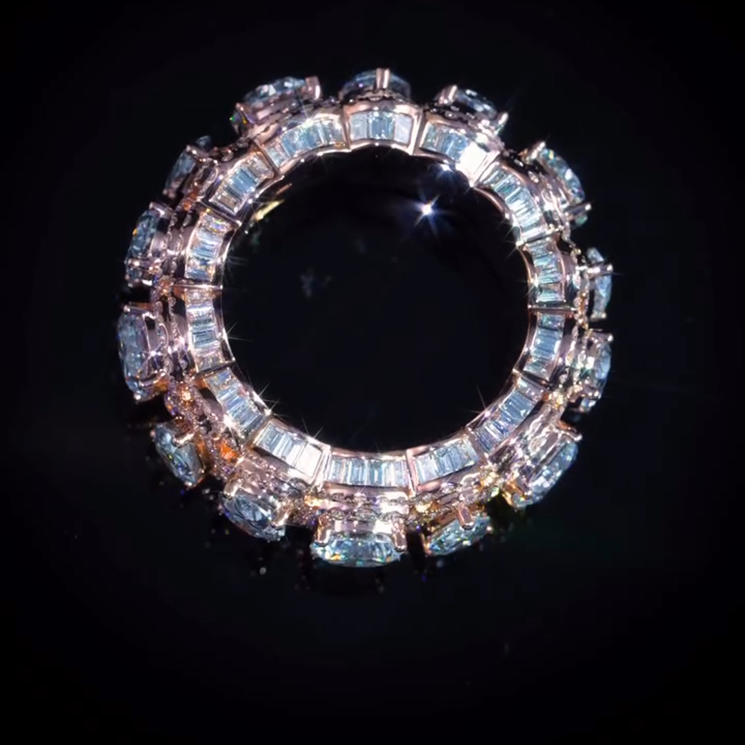 36ct Pear-shaped Round-cut And Oval-cut Diamond Sterling Silver And Rose Gold Plated Handmade Ring