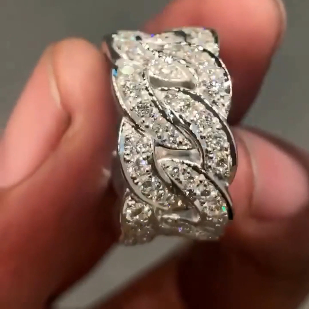 18ct Cushion Cut Diamond Sterling Silver Handmade Ring