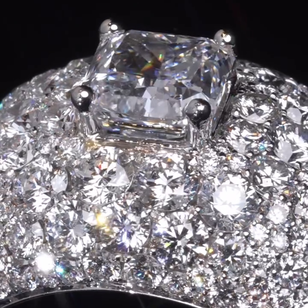 36ctw Princess Cut Zircon Sterling Silver Handmade Ring