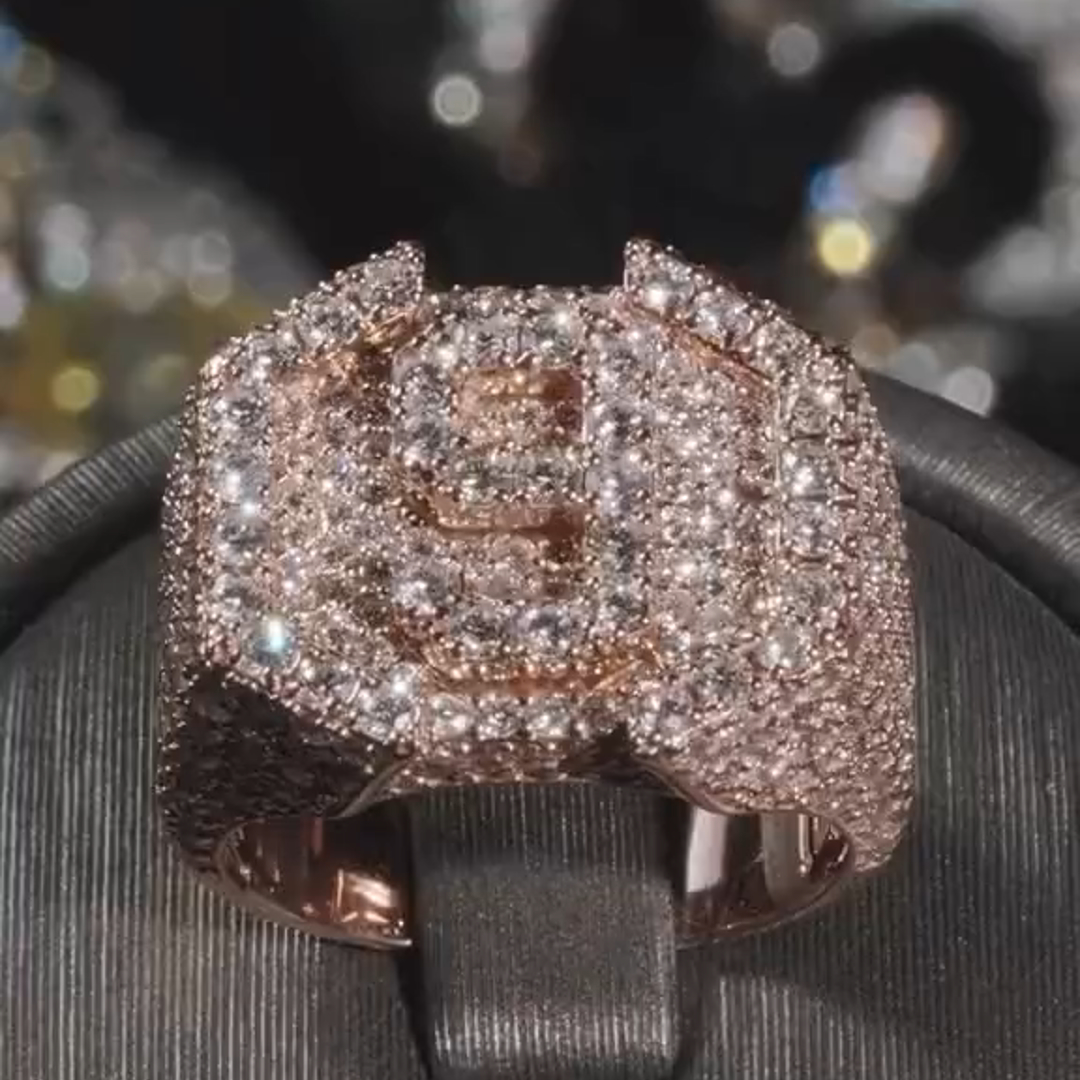 36ct Diamond Inlaid Luxury Sterling Silver Plated Rose Gold Handmade Ring