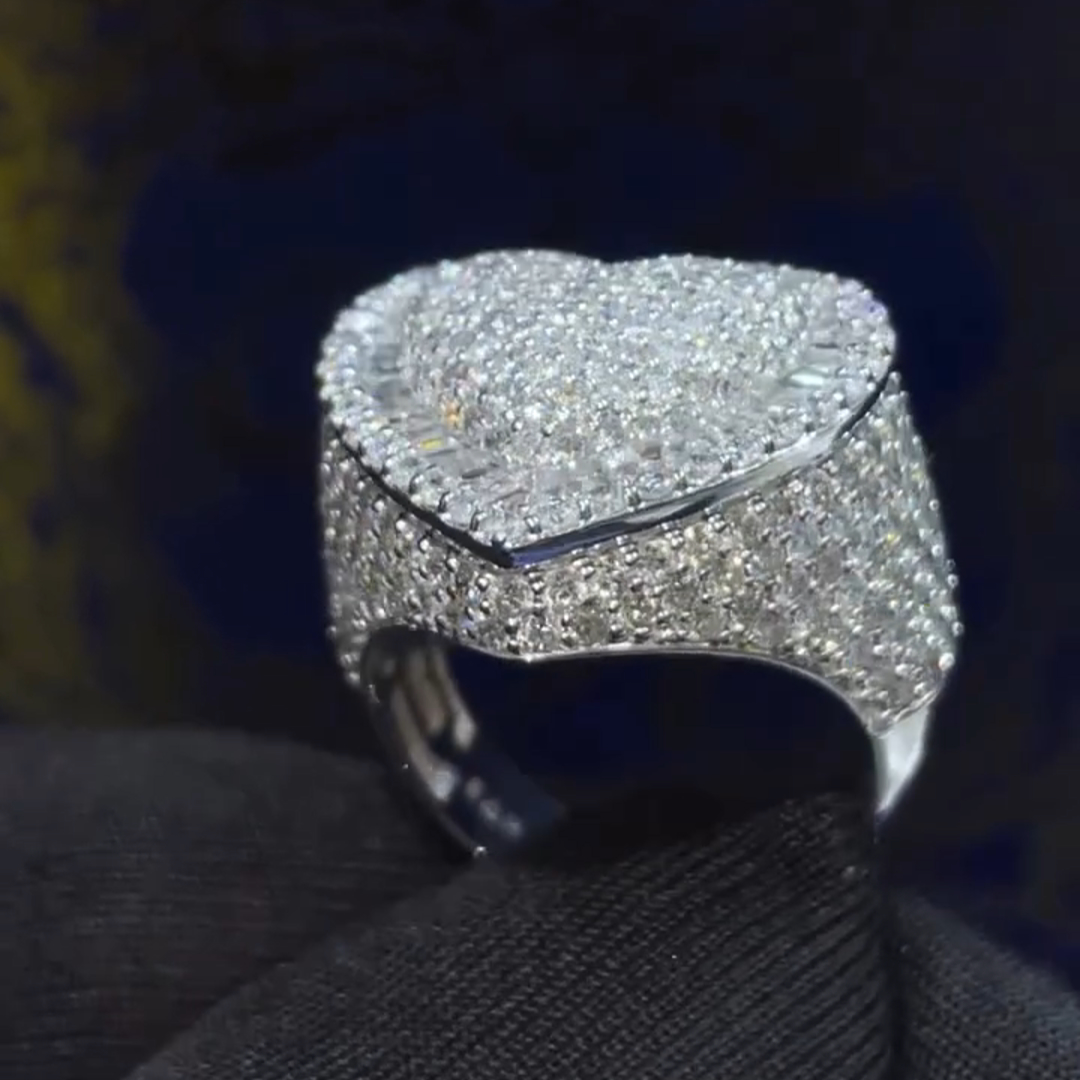 36ctw Diamond Heart Shape Luxury Sterling Silver Handmade Ring
