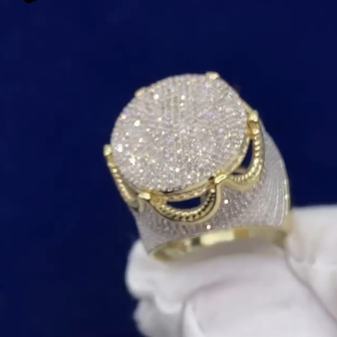 26ctw Round Cut Diamond Luxury Sterling Silver Plated Yellow Gold Handmade Ring