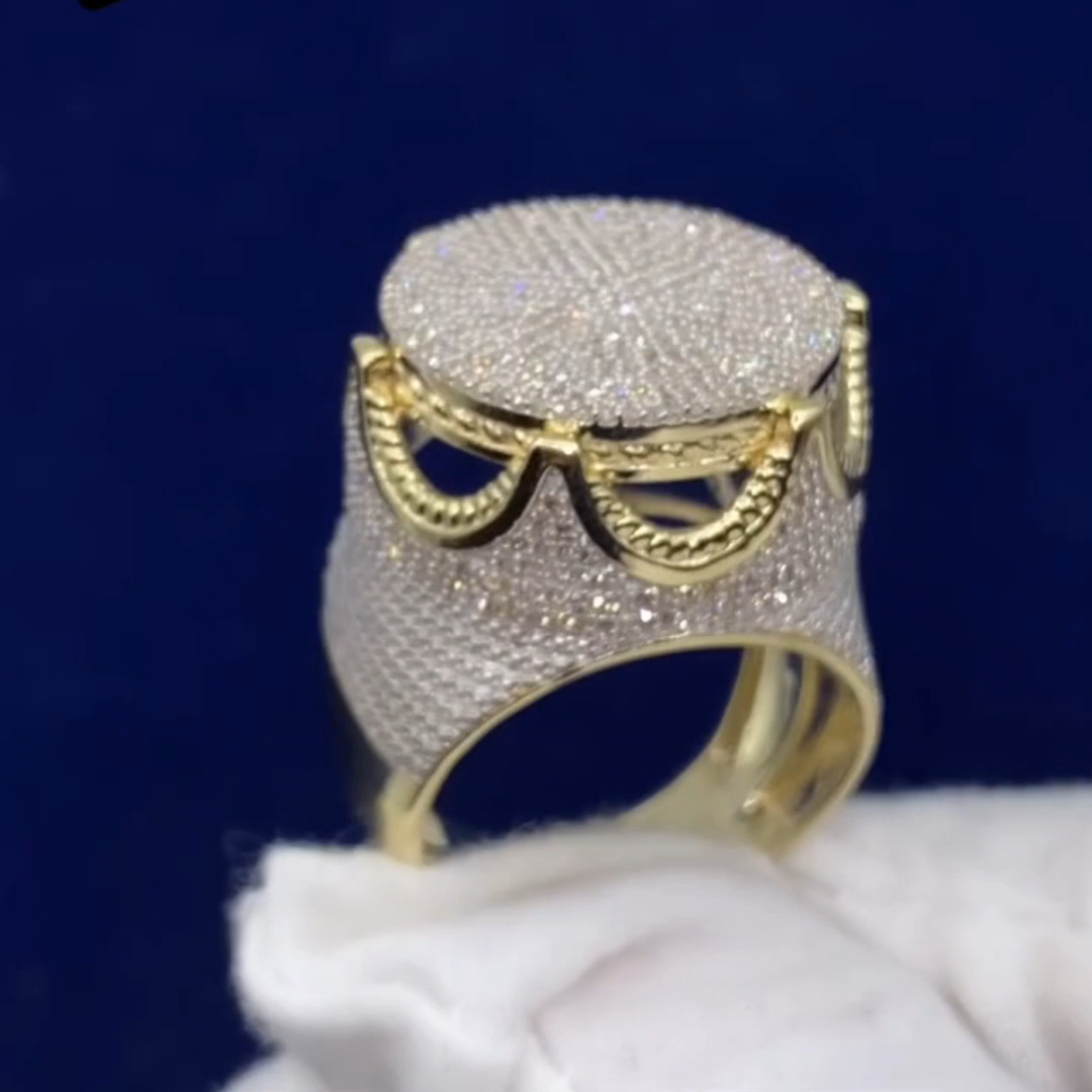 26ctw Round Cut Diamond Luxury Sterling Silver Plated Yellow Gold Handmade Ring