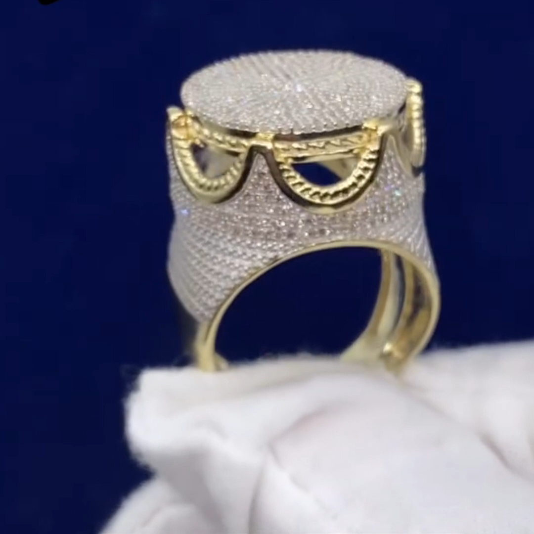 26ctw Round Cut Diamond Luxury Sterling Silver Plated Yellow Gold Handmade Ring