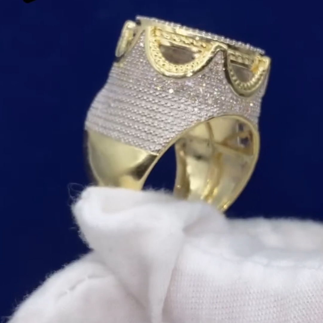 26ctw Round Cut Diamond Luxury Sterling Silver Plated Yellow Gold Handmade Ring