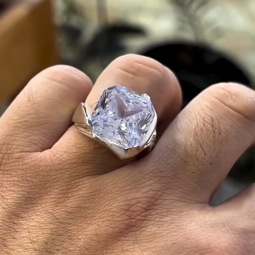 6ct Cushion Cut Zircon Classic Luxury Sterling Silver Handmade Ring