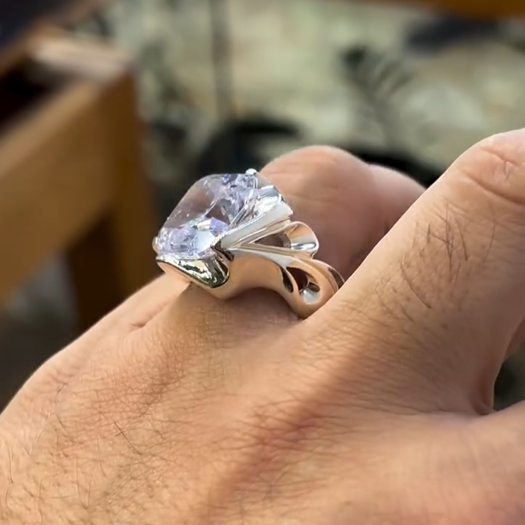 6ct Cushion Cut Zircon Classic Luxury Sterling Silver Handmade Ring