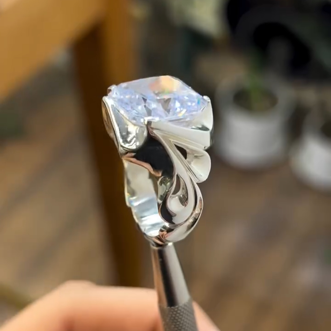 6ct Cushion Cut Zircon Classic Luxury Sterling Silver Handmade Ring