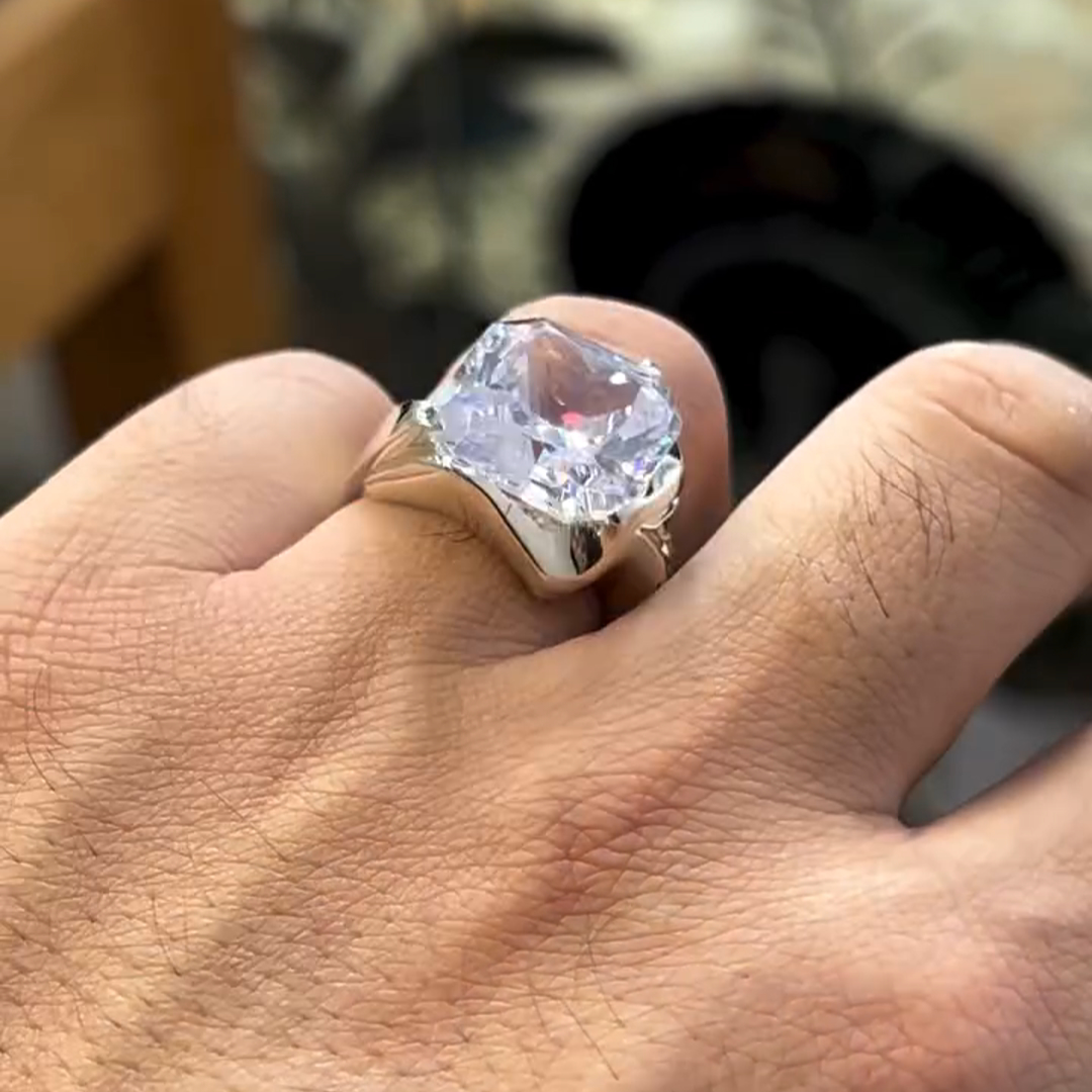 6ct Cushion Cut Zircon Classic Luxury Sterling Silver Handmade Ring