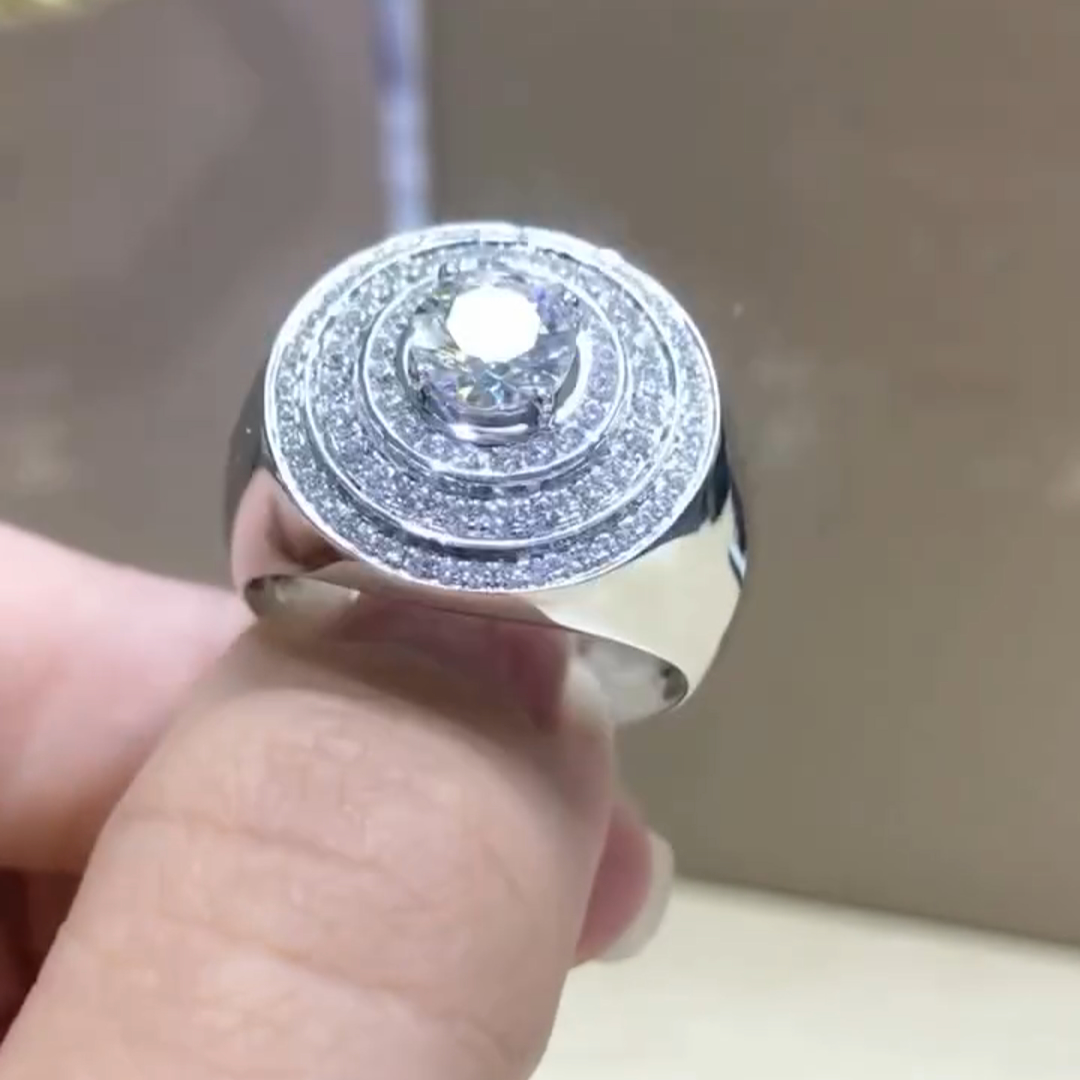 18ct Round Cut Diamond Luxury Sterling Silver Handmade Ring