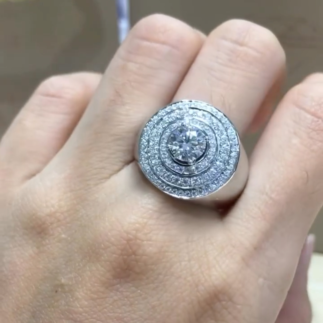 18ct Round Cut Diamond Luxury Sterling Silver Handmade Ring