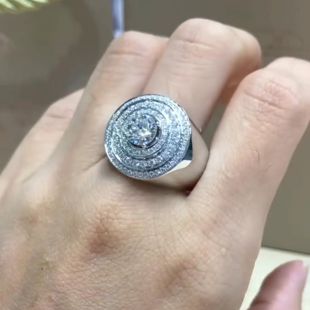 18ct Round Cut Diamond Luxury Sterling Silver Handmade Ring