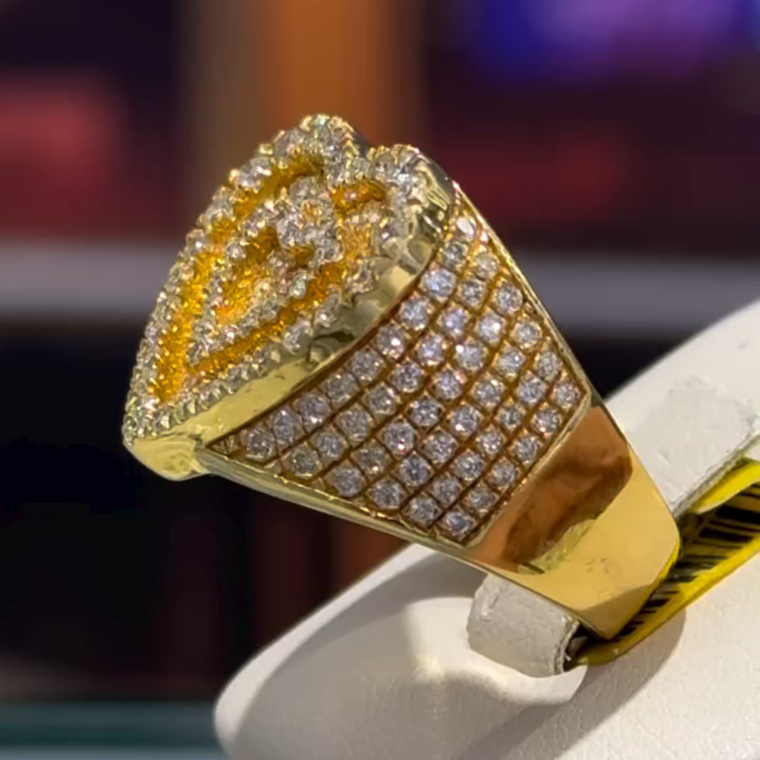 36ct Round Cut Diamond Luxury Heart Shaped Sterling Silver Plated Yellow Gold Handmade Ring