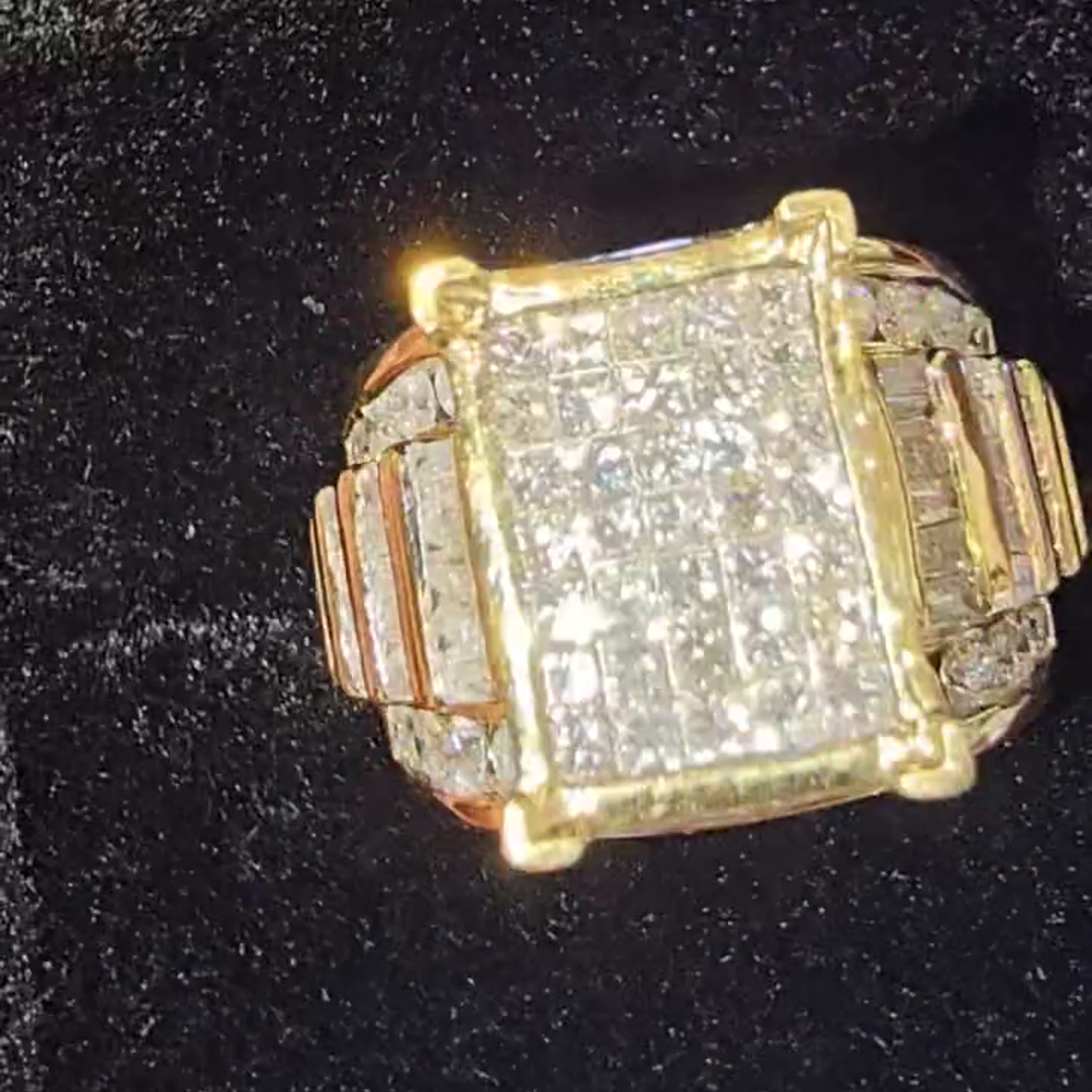 36ct Cushion Cut Diamond Luxury Sterling Silver Plated Gold Handmade Ring