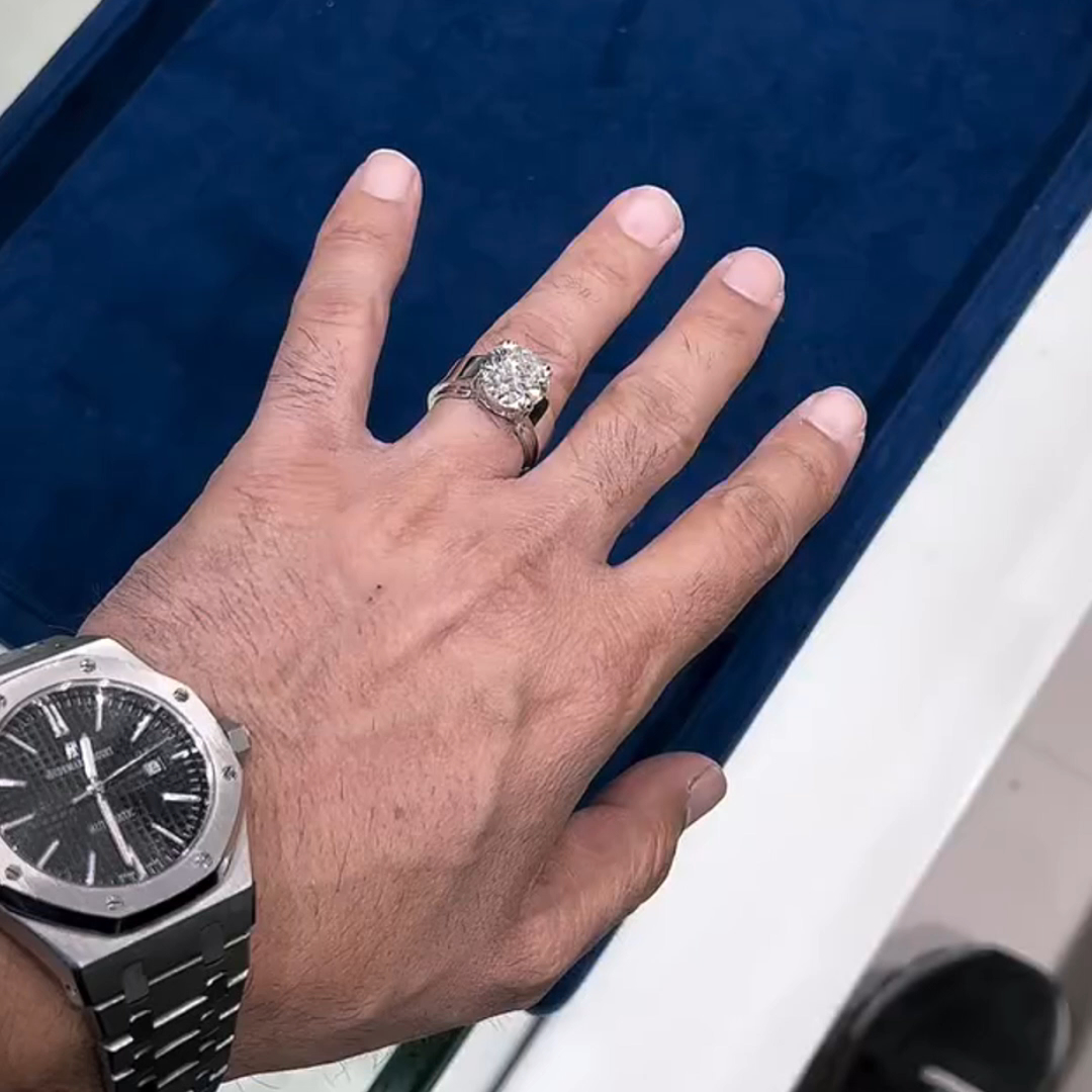 10ct Round Cut Diamond Sterling Silver Handmade Men's Ring