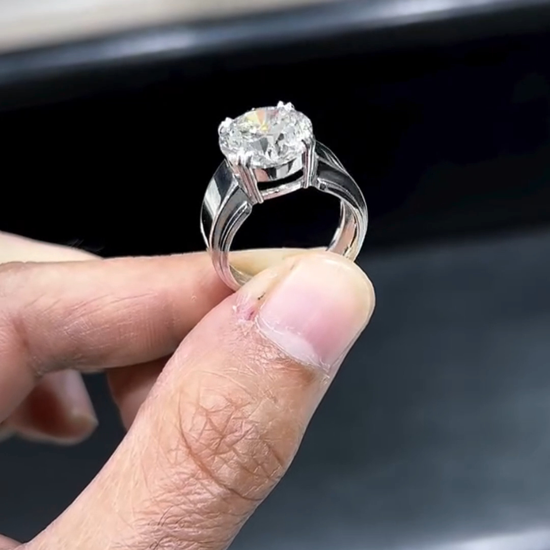 10ct Round Cut Diamond Sterling Silver Handmade Men's Ring