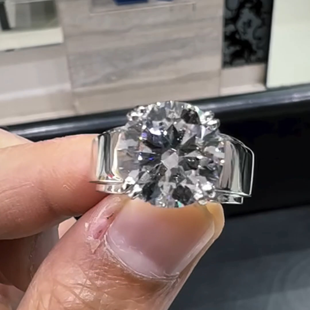 10ct Round Cut Diamond Sterling Silver Handmade Men's Ring