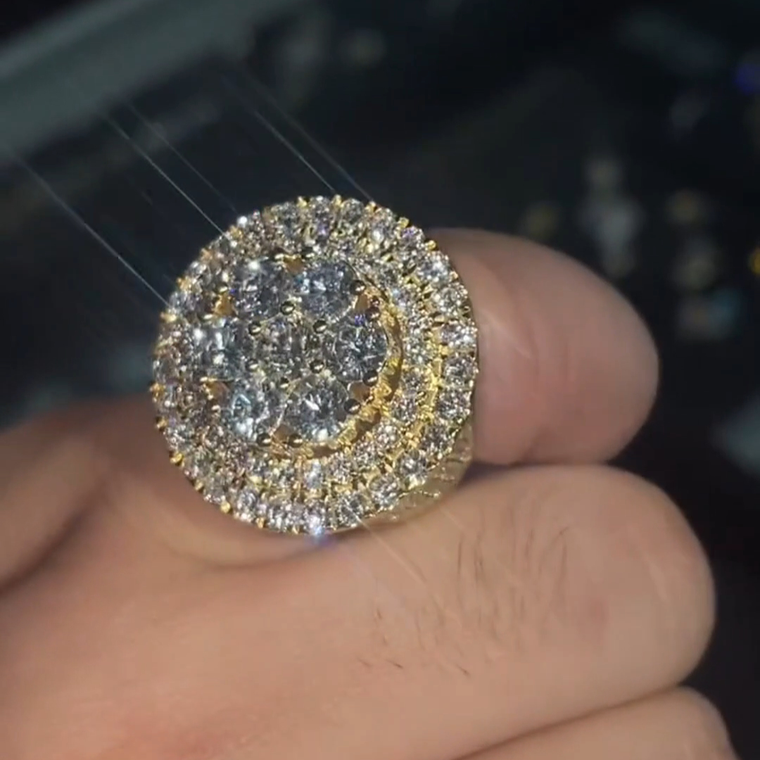 18ctw Cushion Cut Zircon Luxury Flower Shape Handmade Sterling Silver Plated Yellow Gold Ring