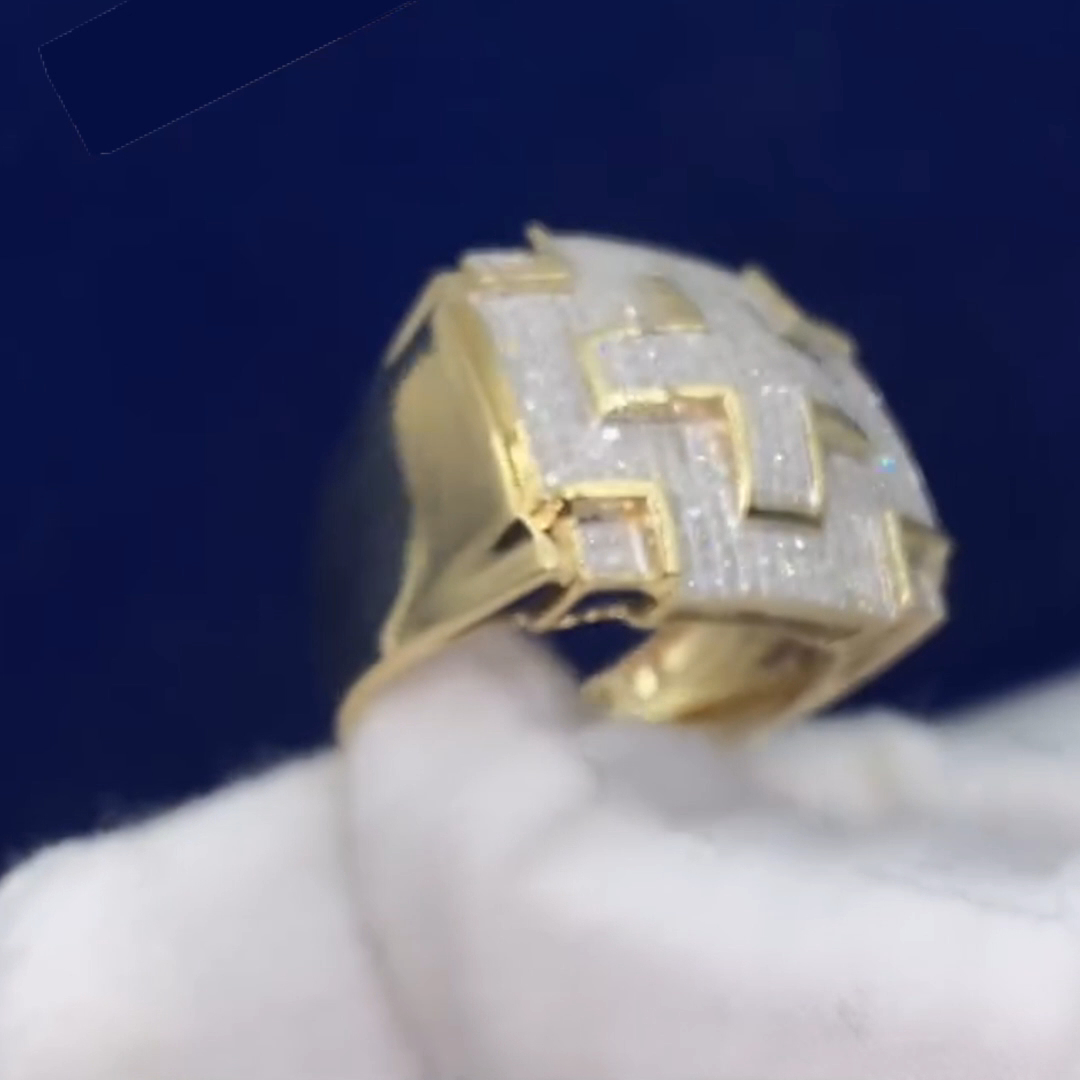 18ct Princess Cut Zircon Luxury Handmade Sterling Silver Plated Yellow Gold Ring