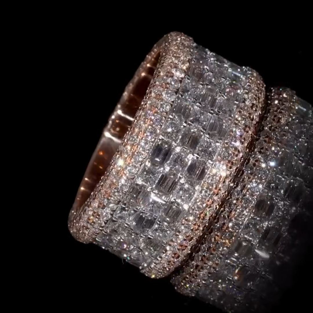 20ct Emerald Cut Zircon Sterling Silver And Rose Gold Plated Handmade Ring