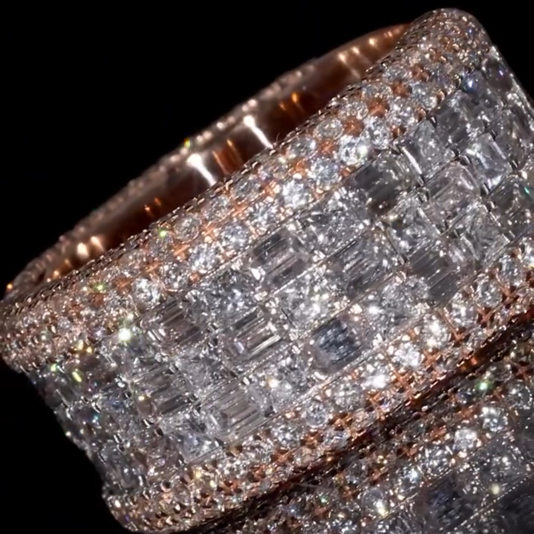 20ct Emerald Cut Zircon Sterling Silver And Rose Gold Plated Handmade Ring